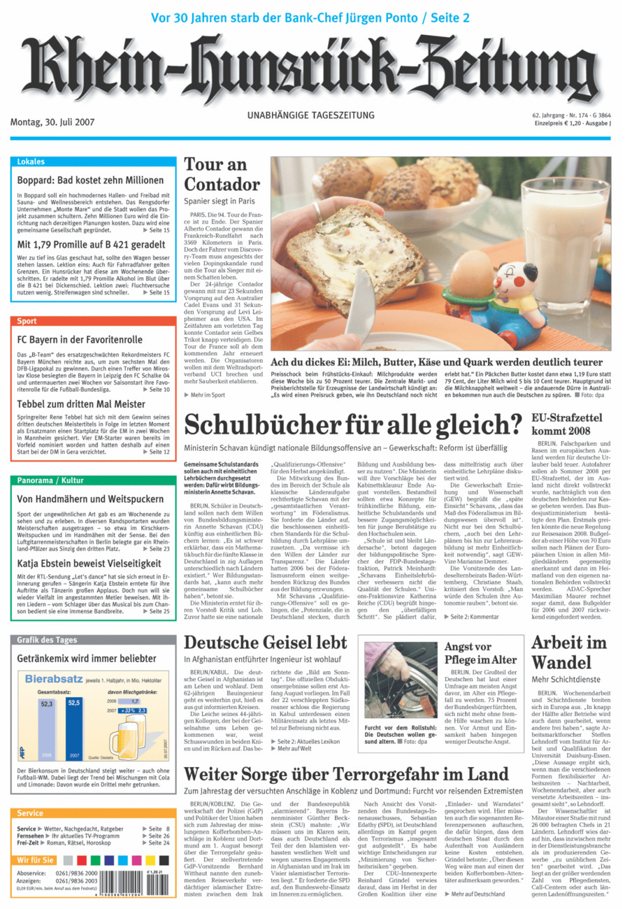 Rhein-Hunsrück-Zeitung vom Montag, 30.07.2007