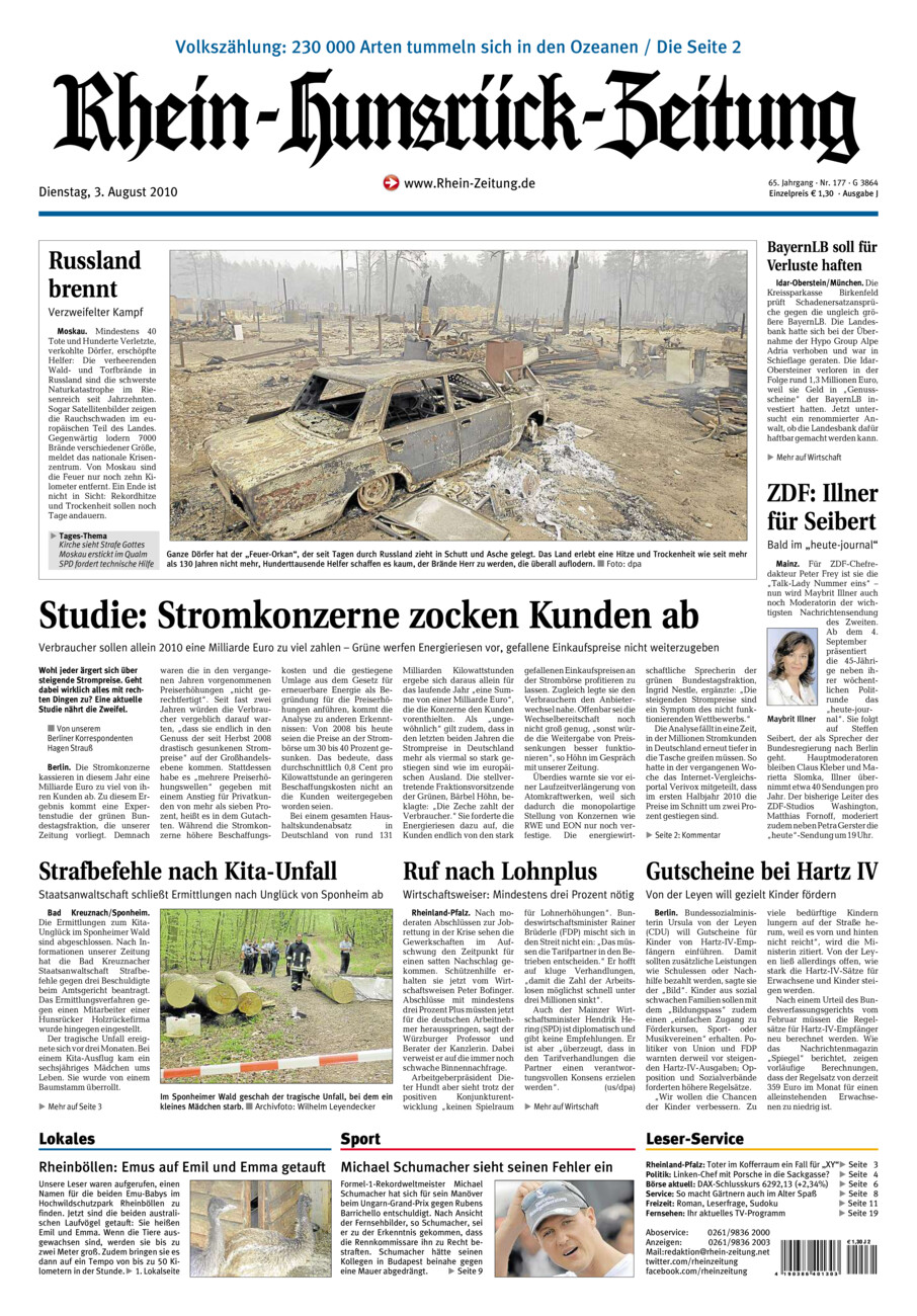 Rhein-Hunsrück-Zeitung vom Dienstag, 03.08.2010