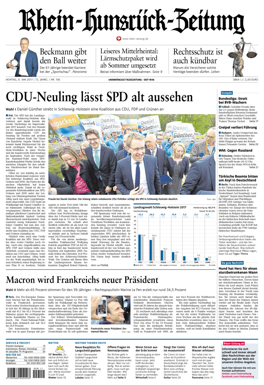 Rhein-Hunsrück-Zeitung vom Montag, 08.05.2017