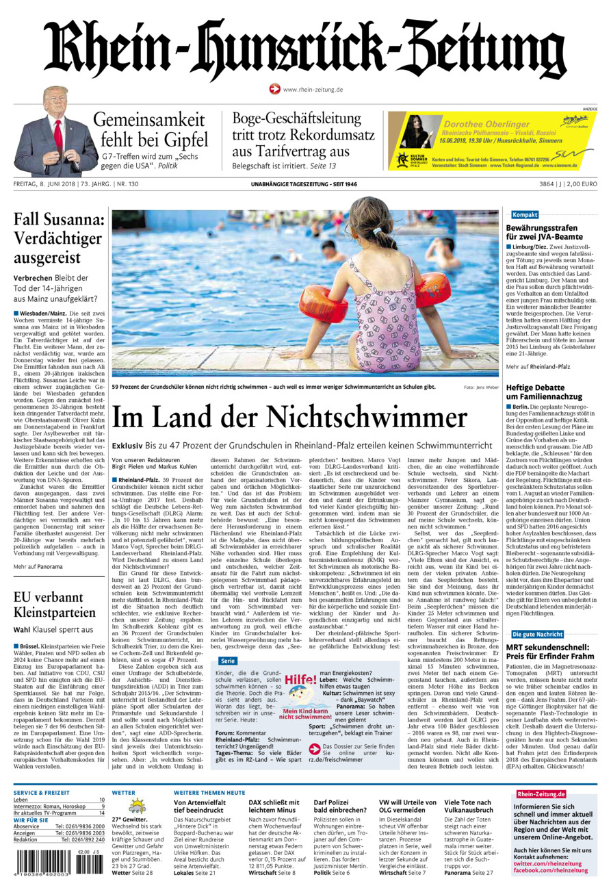Rhein-Hunsrück-Zeitung vom Freitag, 08.06.2018