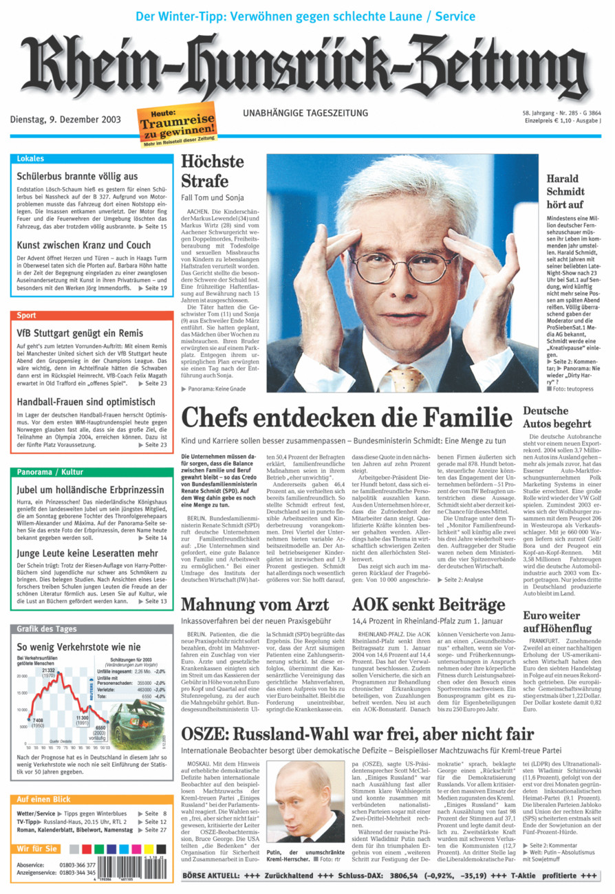 Rhein-Hunsrück-Zeitung vom Dienstag, 09.12.2003