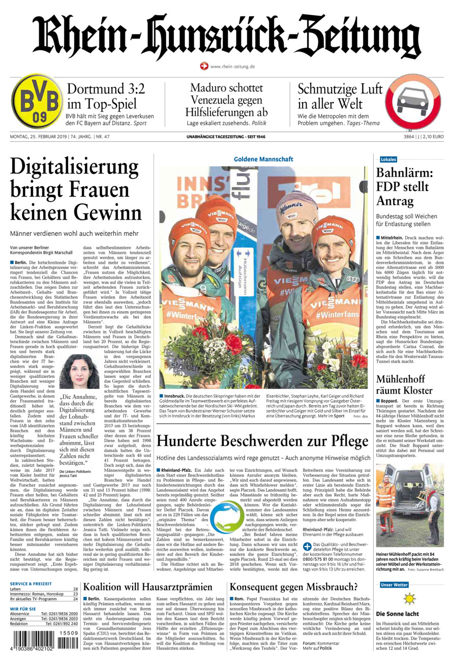 Rhein-Hunsrück-Zeitung vom Montag, 25.02.2019