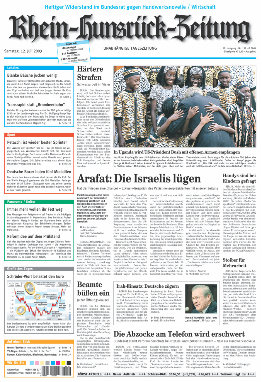 Rhein-Hunsrück-Zeitung vom Samstag, 12.07.2003