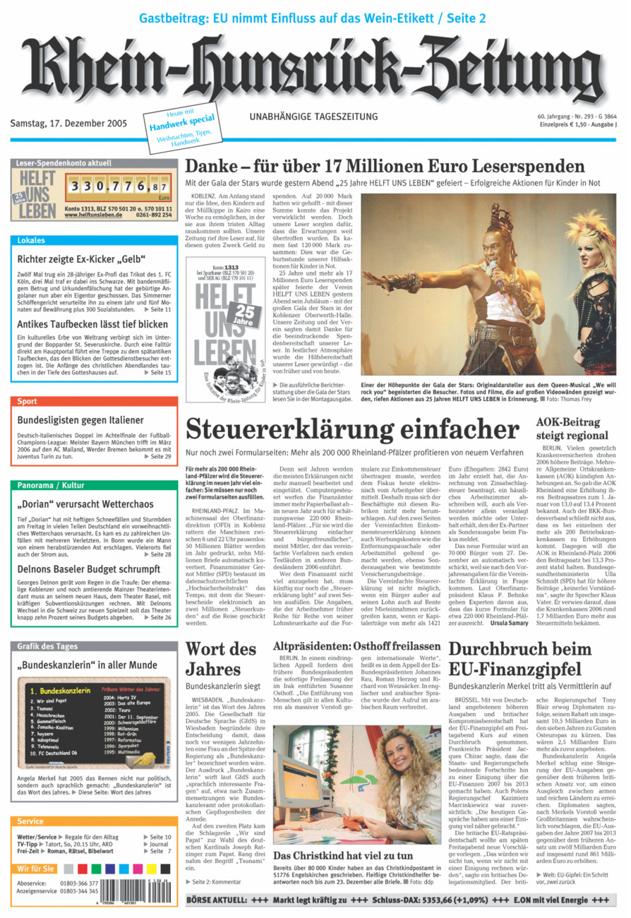 Rhein-Hunsrück-Zeitung vom Samstag, 17.12.2005