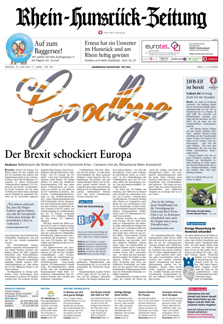 Rhein-Hunsrück-Zeitung vom Samstag, 25.06.2016