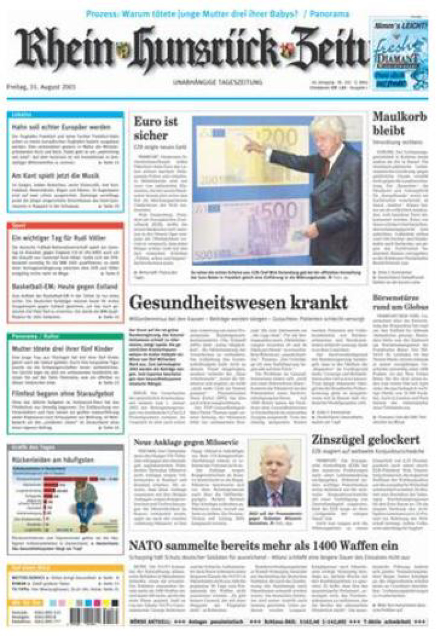 Rhein-Hunsrück-Zeitung vom Freitag, 31.08.2001