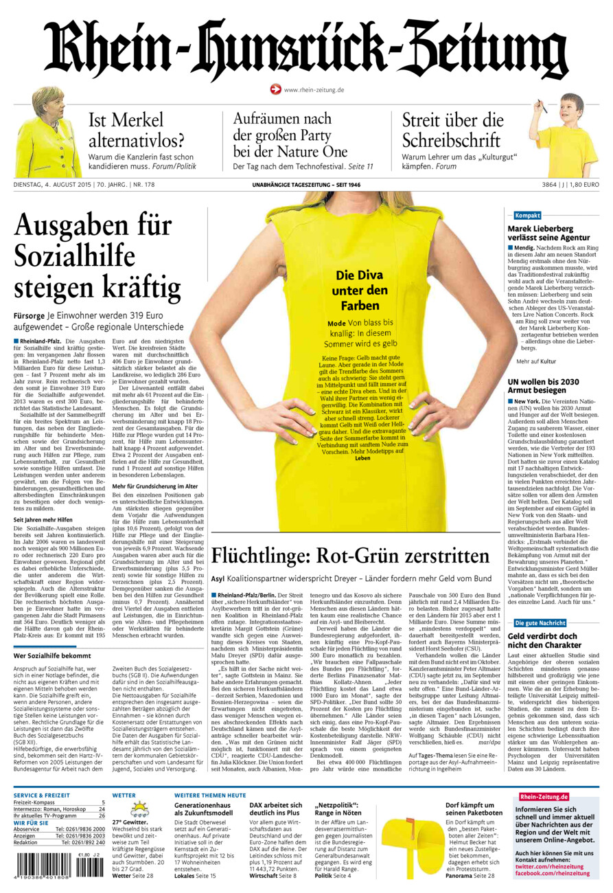 Rhein-Hunsrück-Zeitung vom Dienstag, 04.08.2015