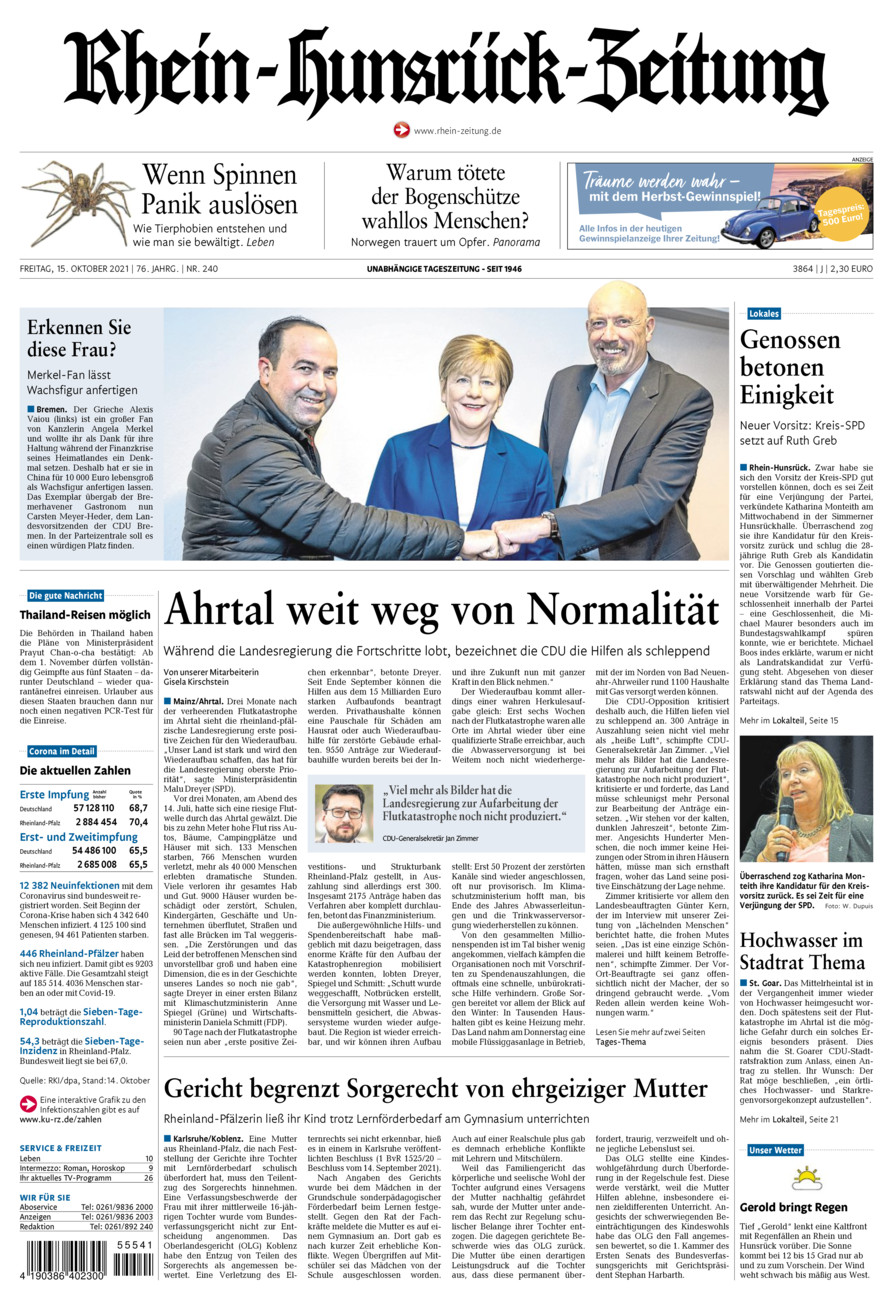 Rhein-Hunsrück-Zeitung vom Freitag, 15.10.2021