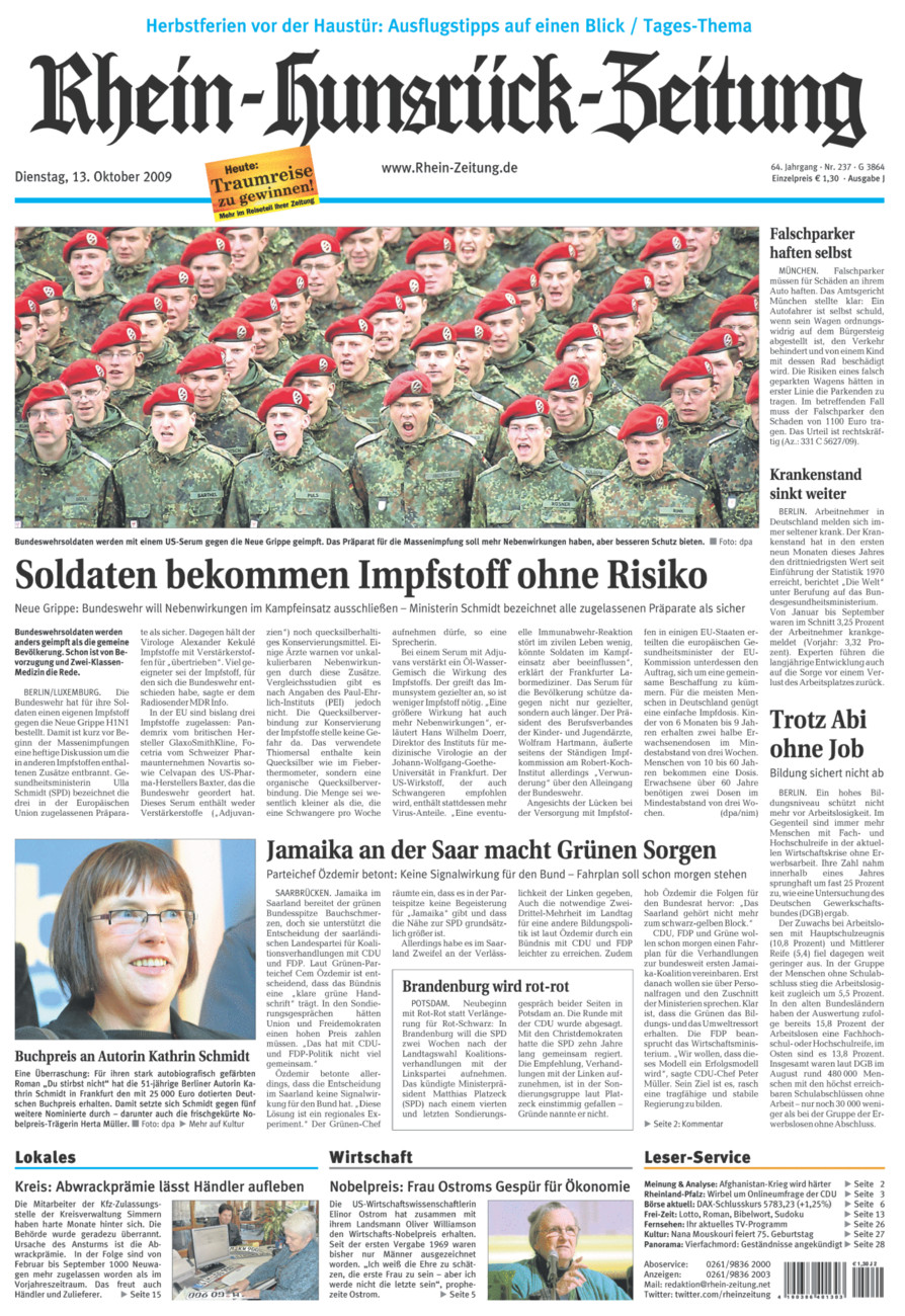 Rhein-Hunsrück-Zeitung vom Dienstag, 13.10.2009