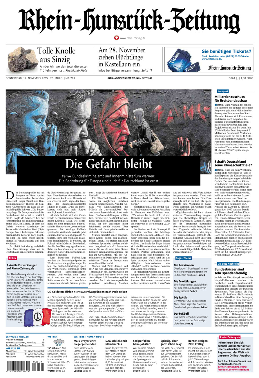 Rhein-Hunsrück-Zeitung vom Donnerstag, 19.11.2015