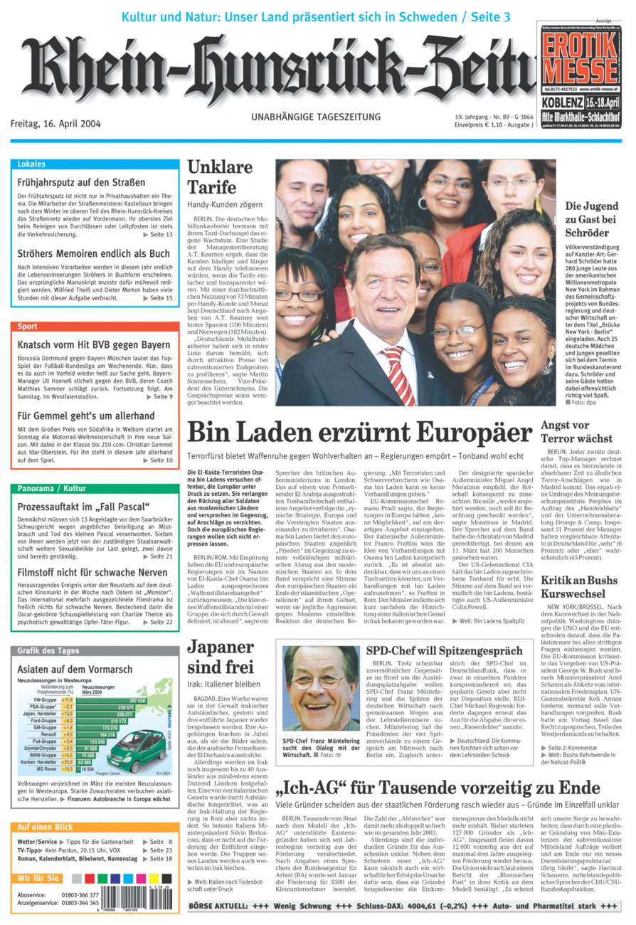 Rhein-Hunsrück-Zeitung vom Freitag, 16.04.2004