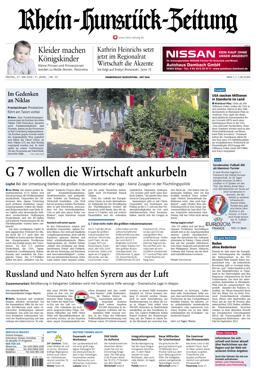 Rhein-Hunsrück-Zeitung vom Freitag, 27.05.2016
