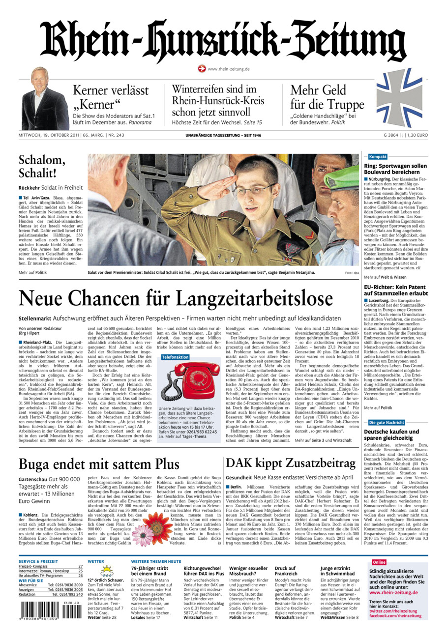 Rhein-Hunsrück-Zeitung vom Mittwoch, 19.10.2011