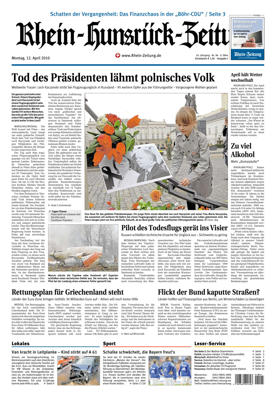 Rhein-Hunsrück-Zeitung vom Montag, 12.04.2010