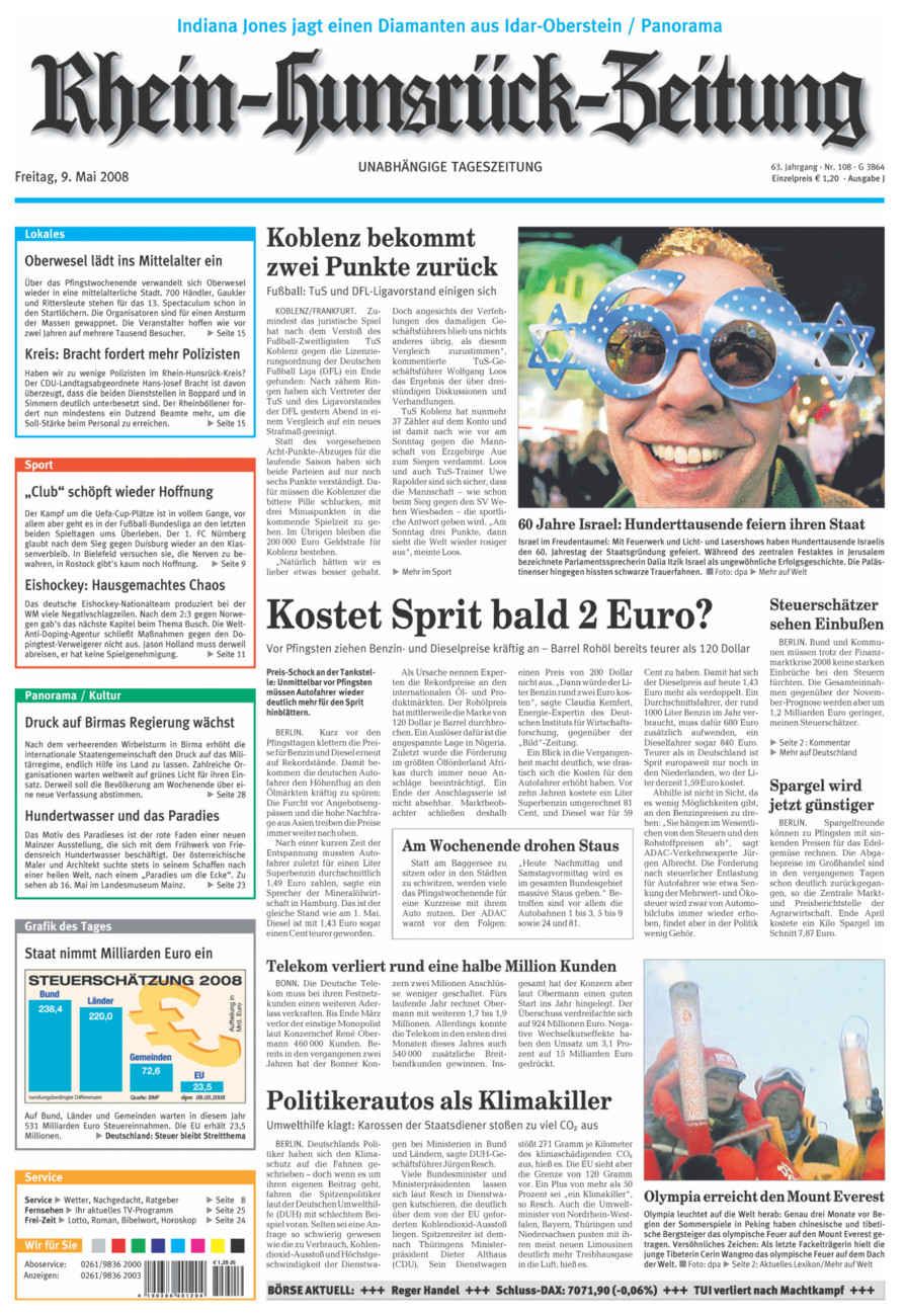 Rhein-Hunsrück-Zeitung vom Freitag, 09.05.2008