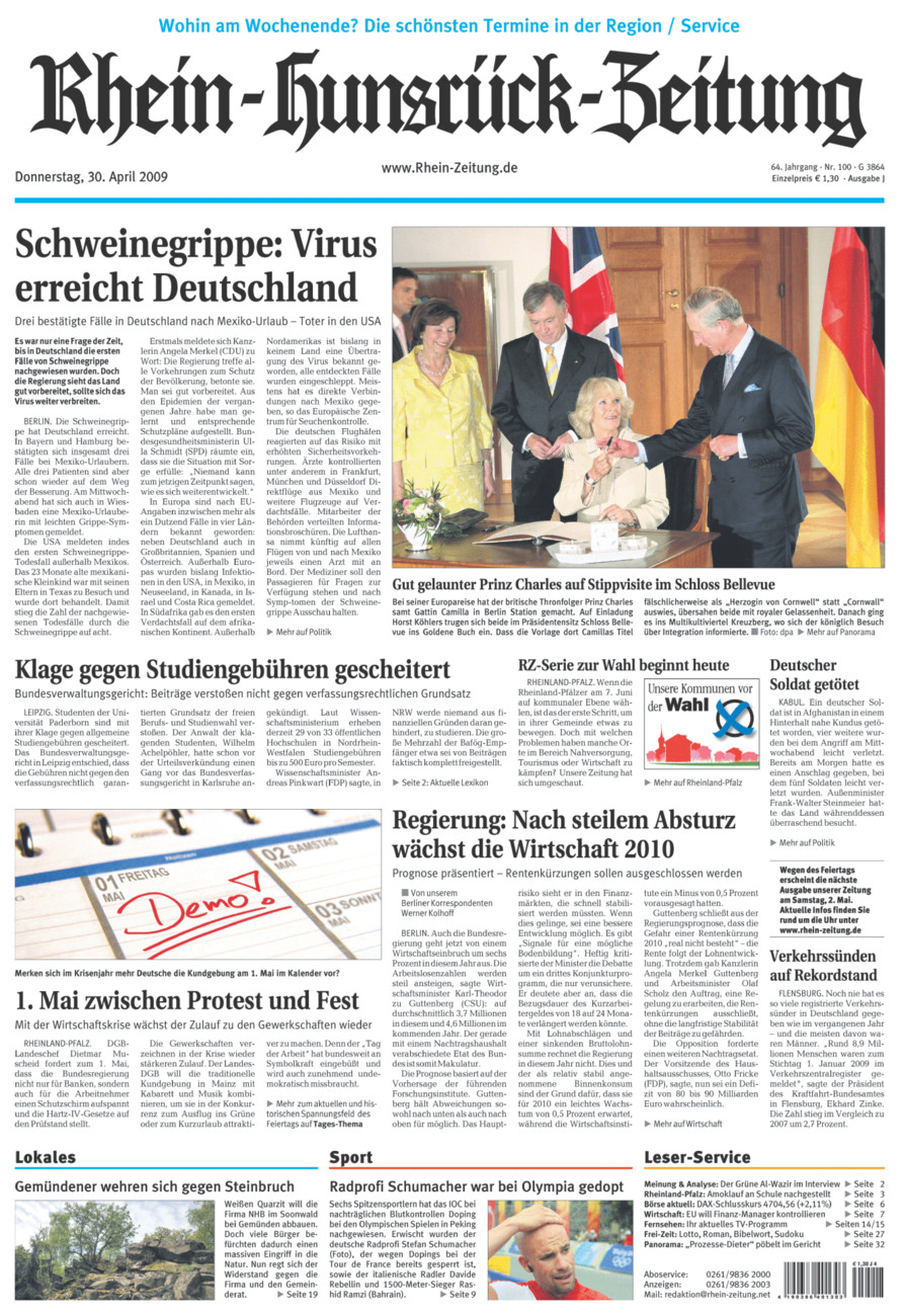Rhein-Hunsrück-Zeitung vom Donnerstag, 30.04.2009
