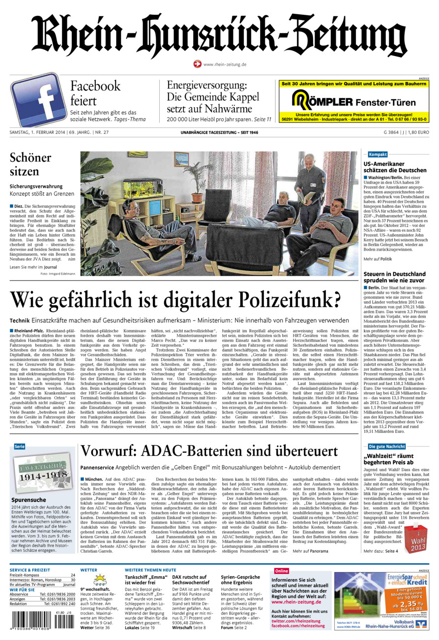 Rhein-Hunsrück-Zeitung vom Samstag, 01.02.2014
