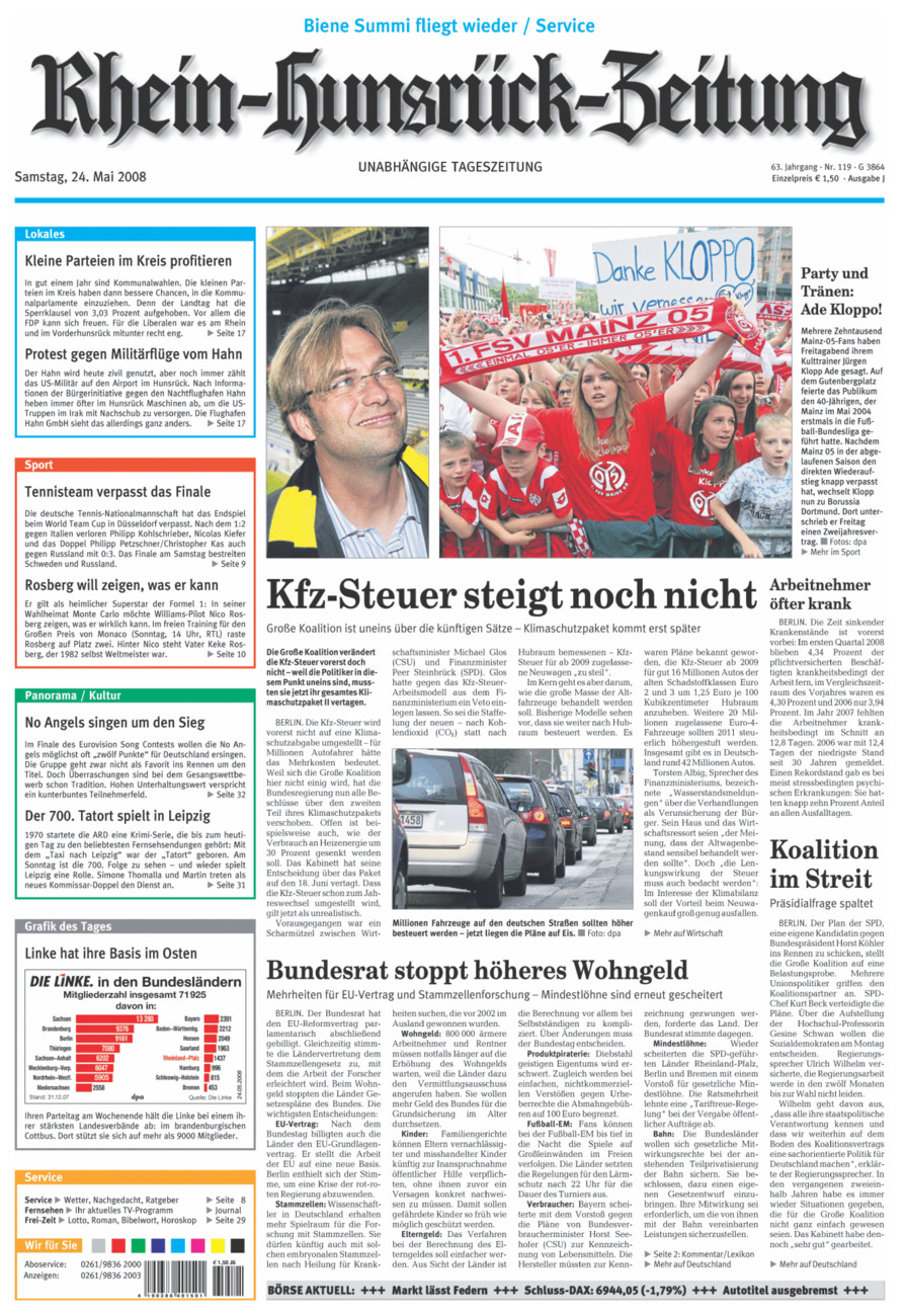 Rhein-Hunsrück-Zeitung vom Samstag, 24.05.2008