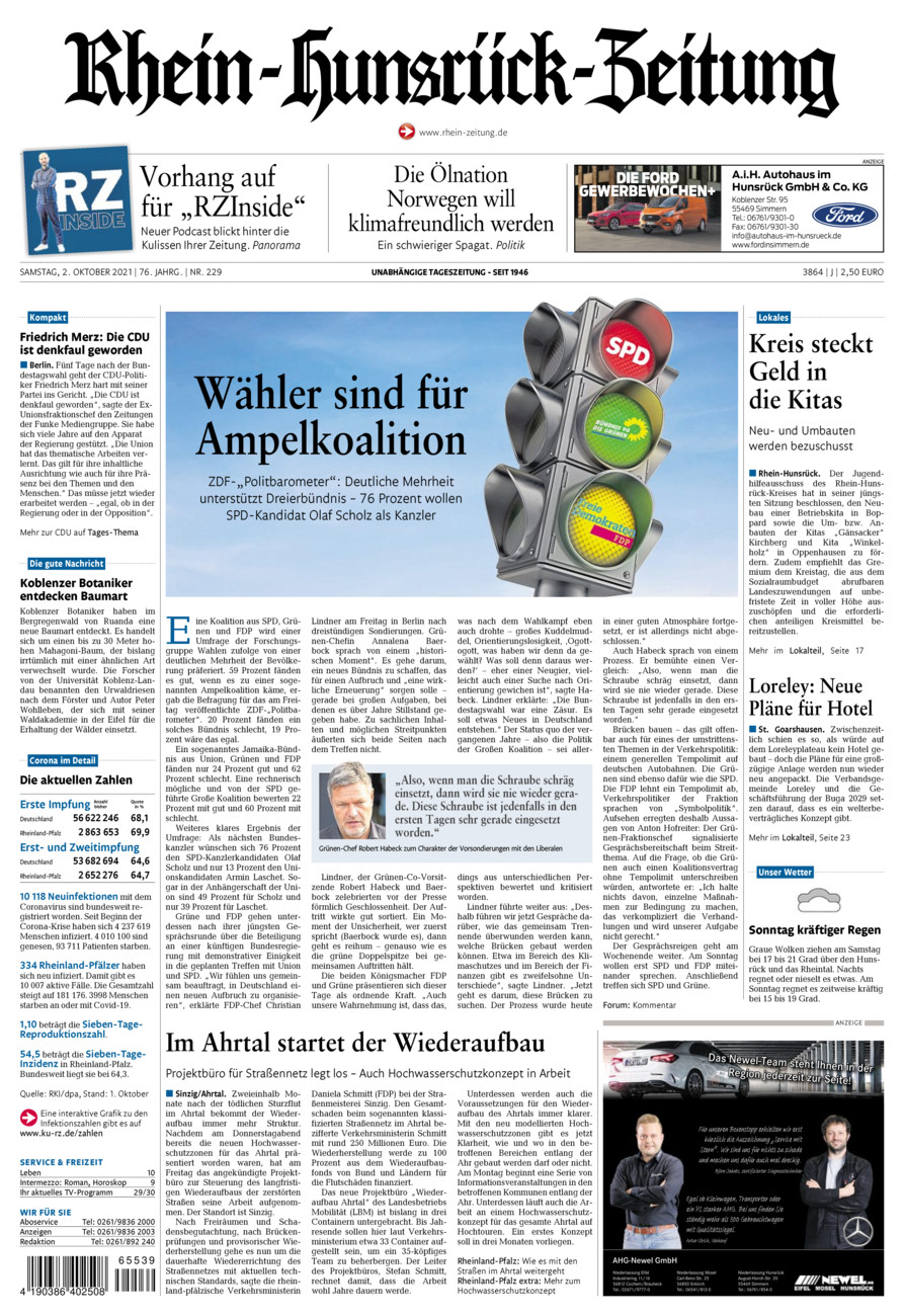 Rhein-Hunsrück-Zeitung vom Samstag, 02.10.2021
