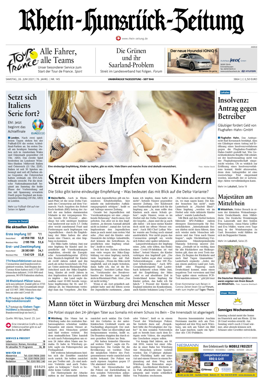 Rhein-Hunsrück-Zeitung vom Samstag, 26.06.2021