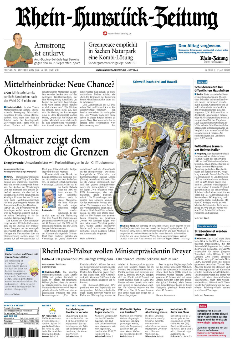 Rhein-Hunsrück-Zeitung vom Freitag, 12.10.2012
