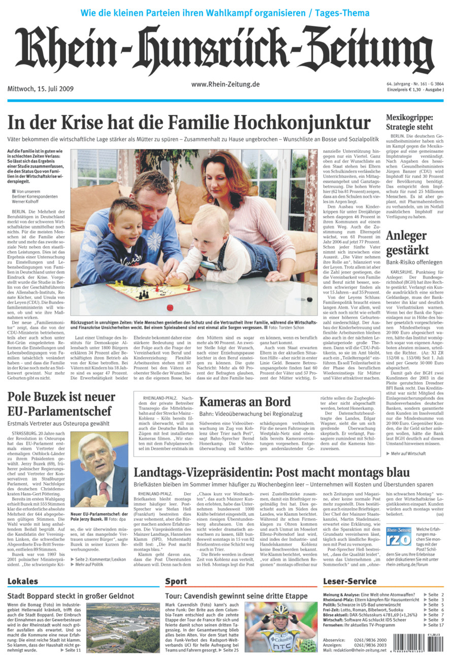 Rhein-Hunsrück-Zeitung vom Mittwoch, 15.07.2009