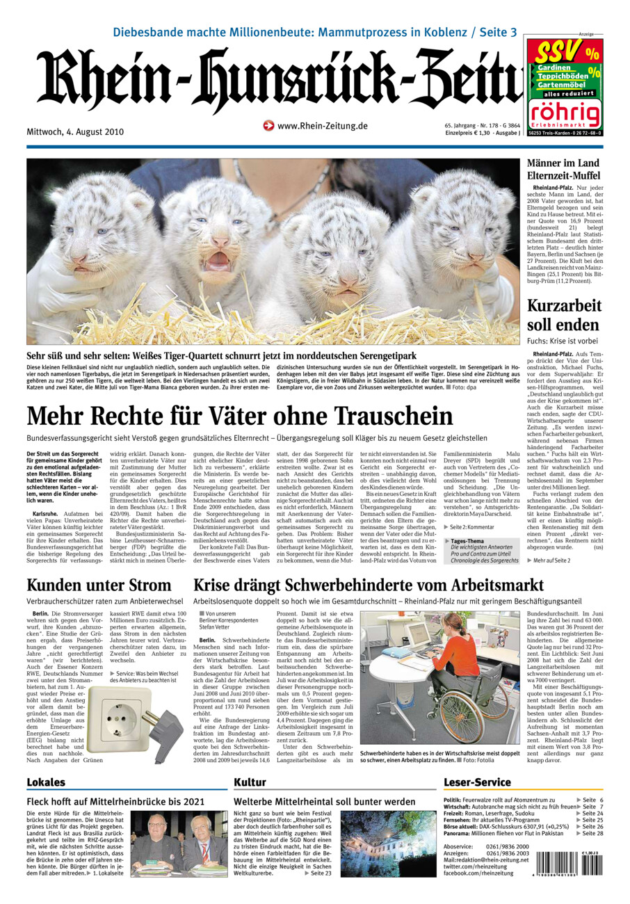 Rhein-Hunsrück-Zeitung vom Mittwoch, 04.08.2010