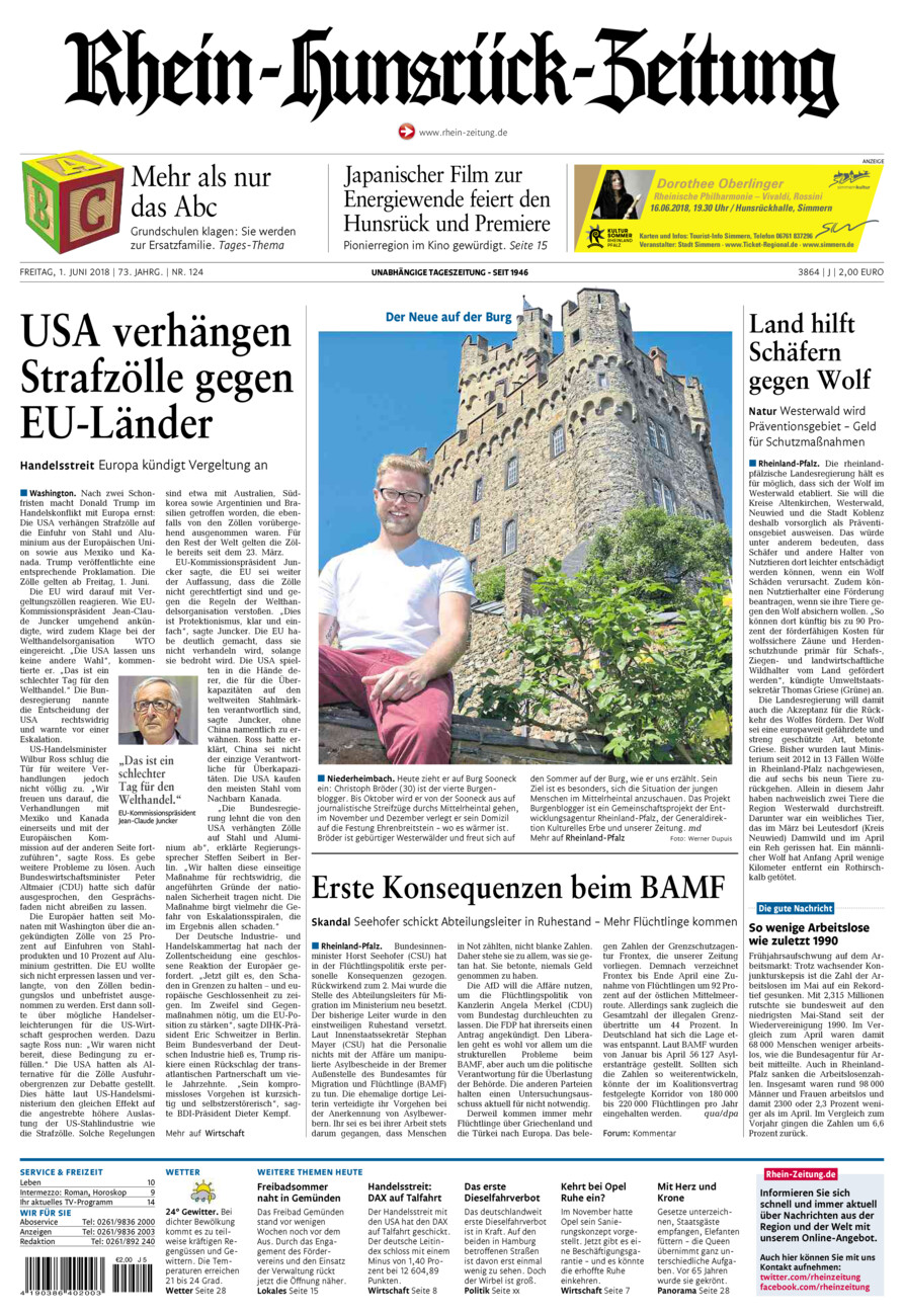 Rhein-Hunsrück-Zeitung vom Freitag, 01.06.2018