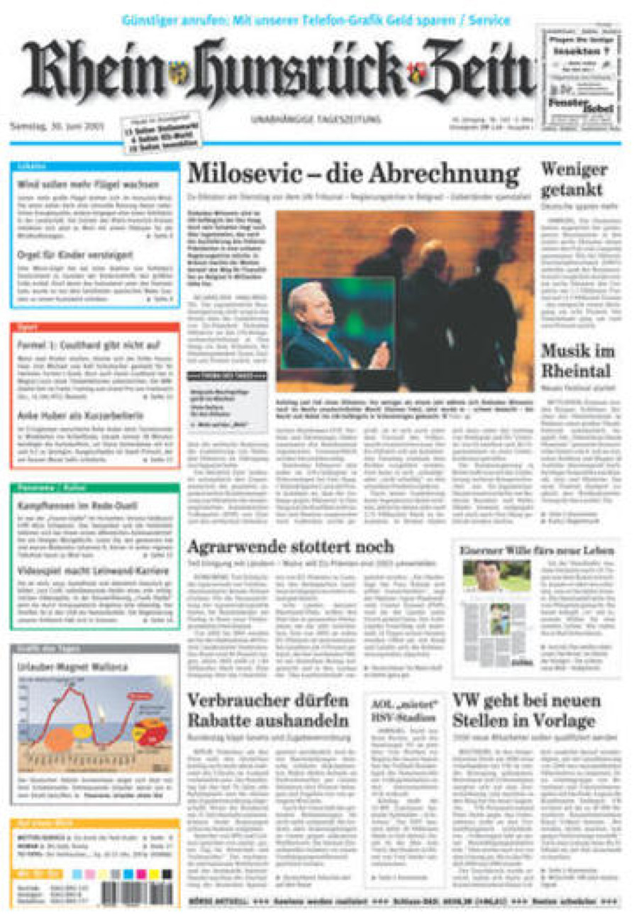 Rhein-Hunsrück-Zeitung vom Samstag, 30.06.2001