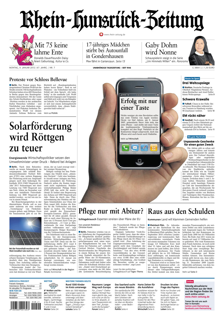 Rhein-Hunsrück-Zeitung vom Montag, 09.01.2012