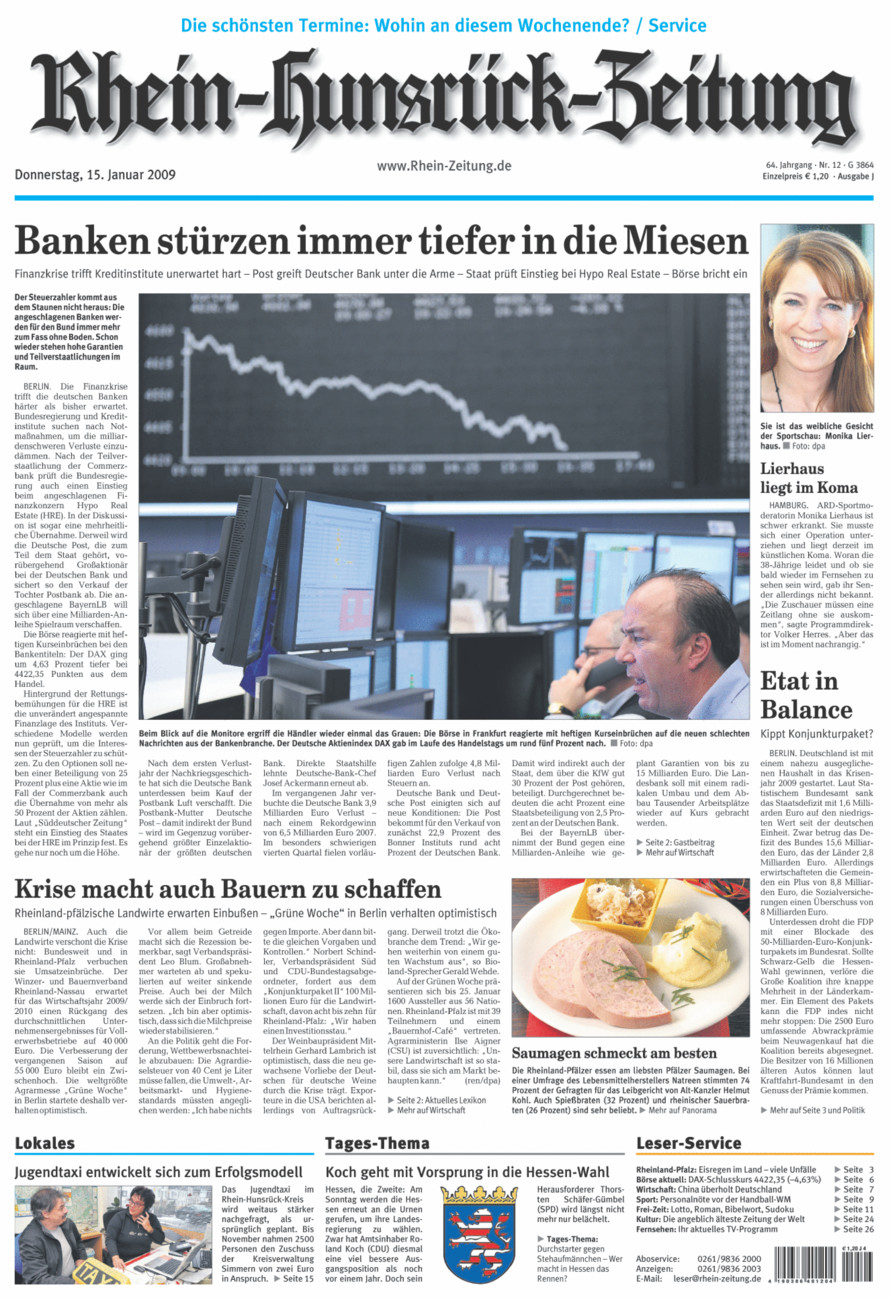 Rhein-Hunsrück-Zeitung vom Donnerstag, 15.01.2009