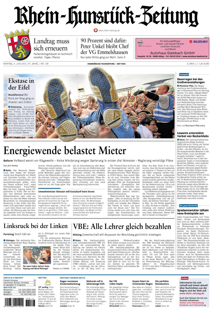 Rhein-Hunsrück-Zeitung vom Montag, 04.06.2012