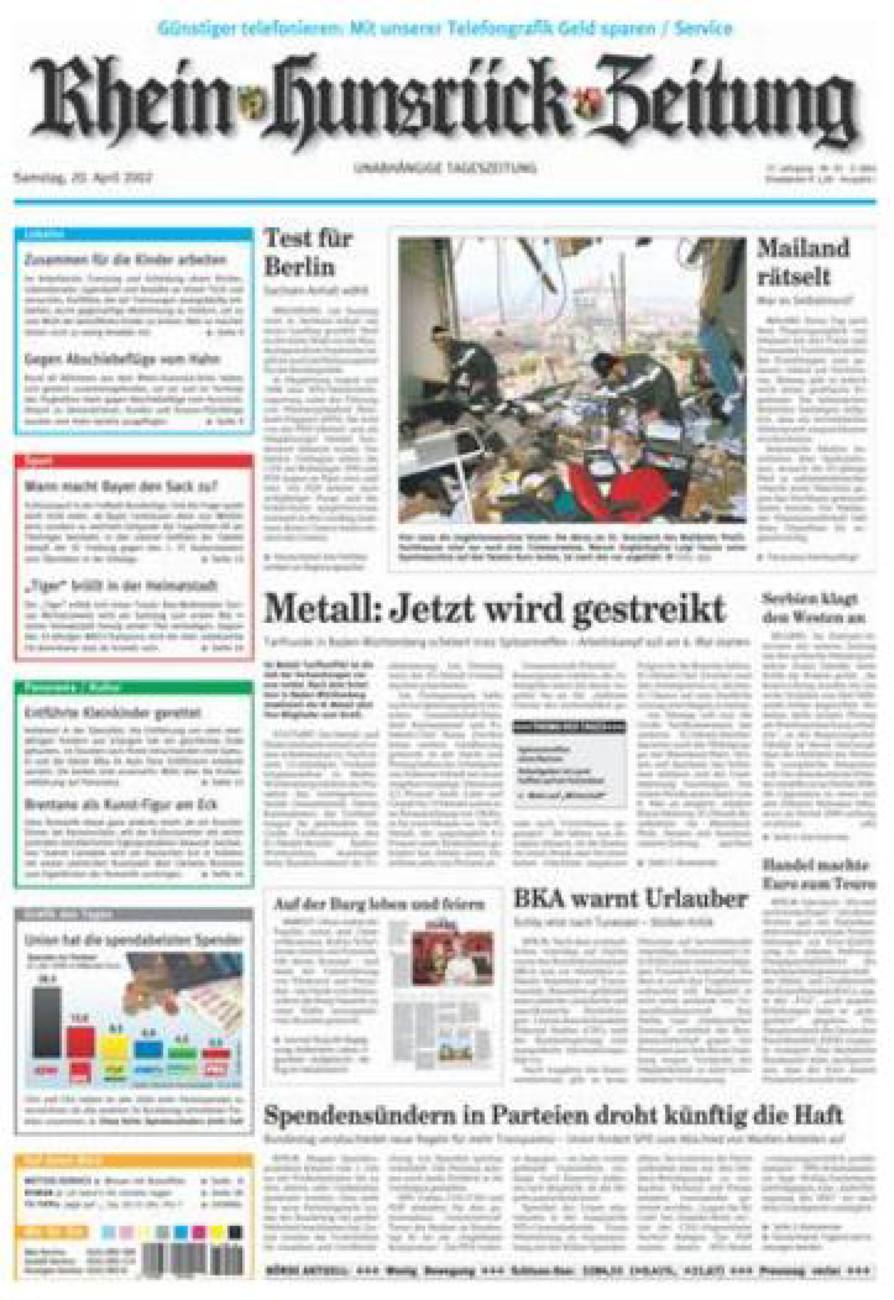 Rhein-Hunsrück-Zeitung vom Samstag, 20.04.2002