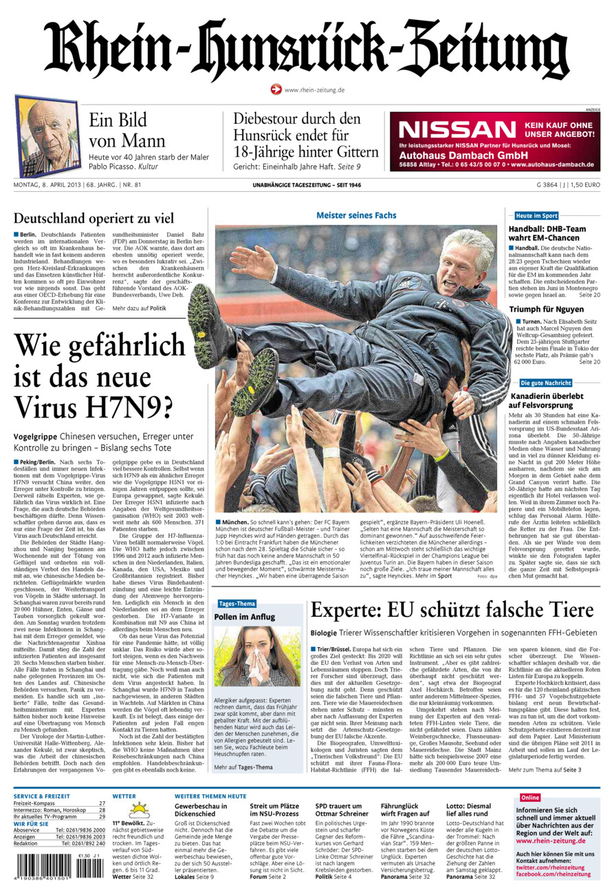 Rhein-Hunsrück-Zeitung vom Montag, 08.04.2013