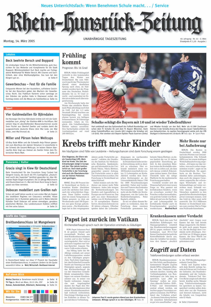 Rhein-Hunsrück-Zeitung vom Montag, 14.03.2005