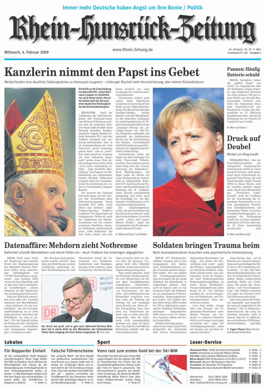 Rhein-Hunsrück-Zeitung vom Mittwoch, 04.02.2009