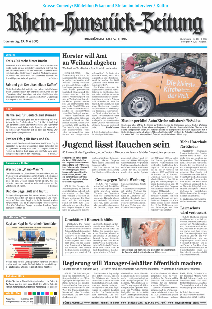 Rhein-Hunsrück-Zeitung vom Donnerstag, 19.05.2005
