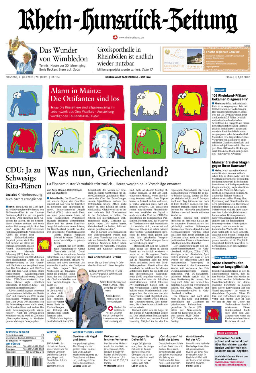 Rhein-Hunsrück-Zeitung vom Dienstag, 07.07.2015