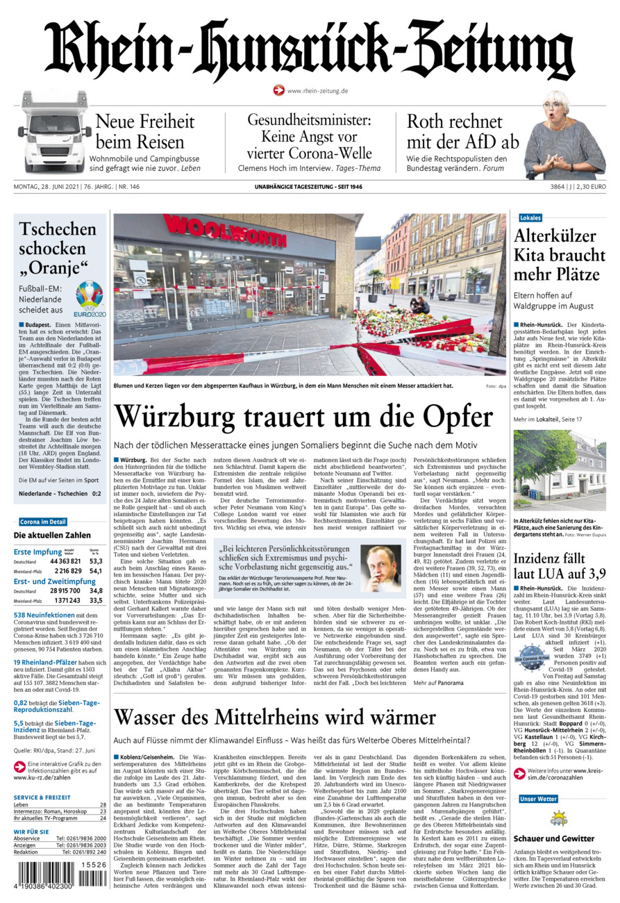 Rhein-Hunsrück-Zeitung vom Montag, 28.06.2021