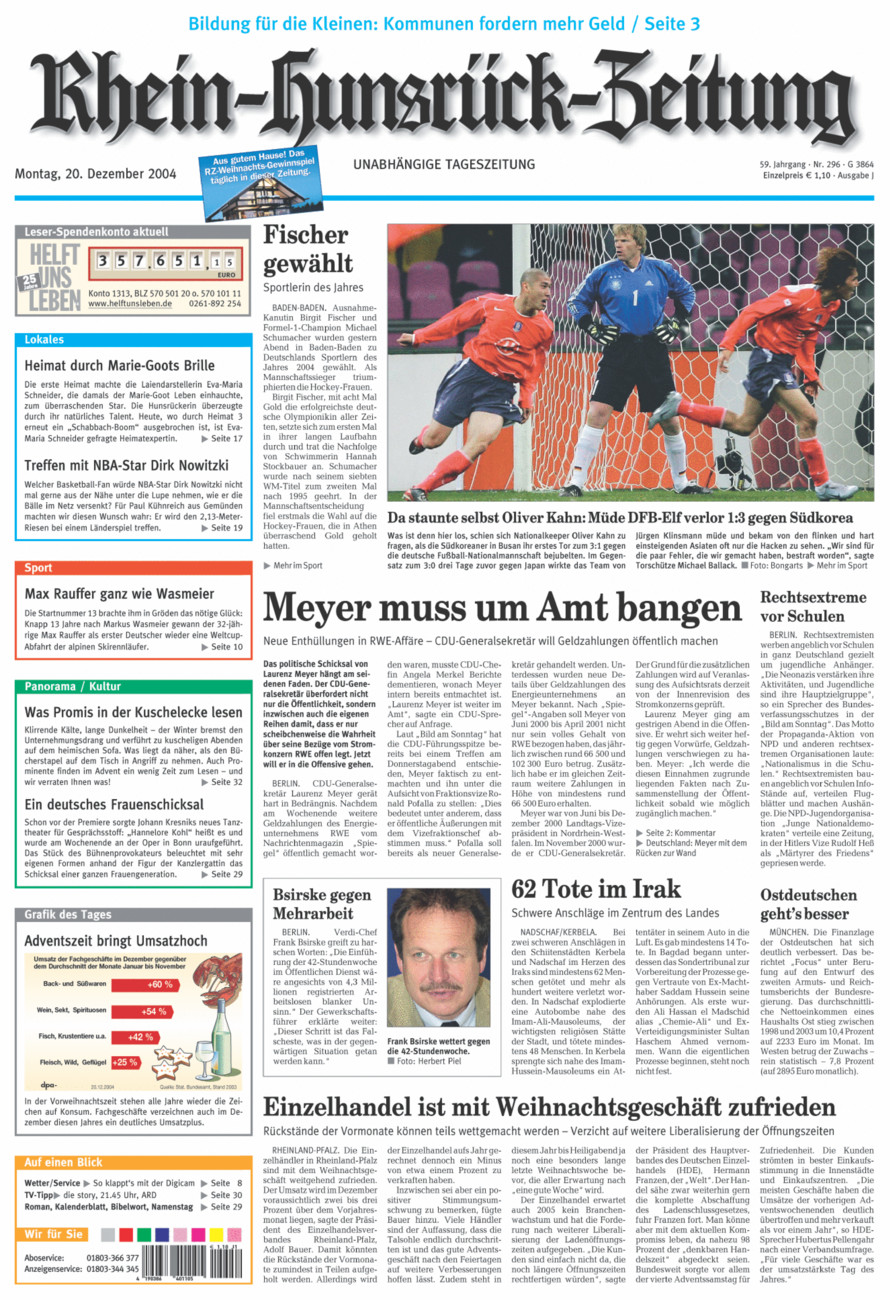 Rhein-Hunsrück-Zeitung vom Montag, 20.12.2004