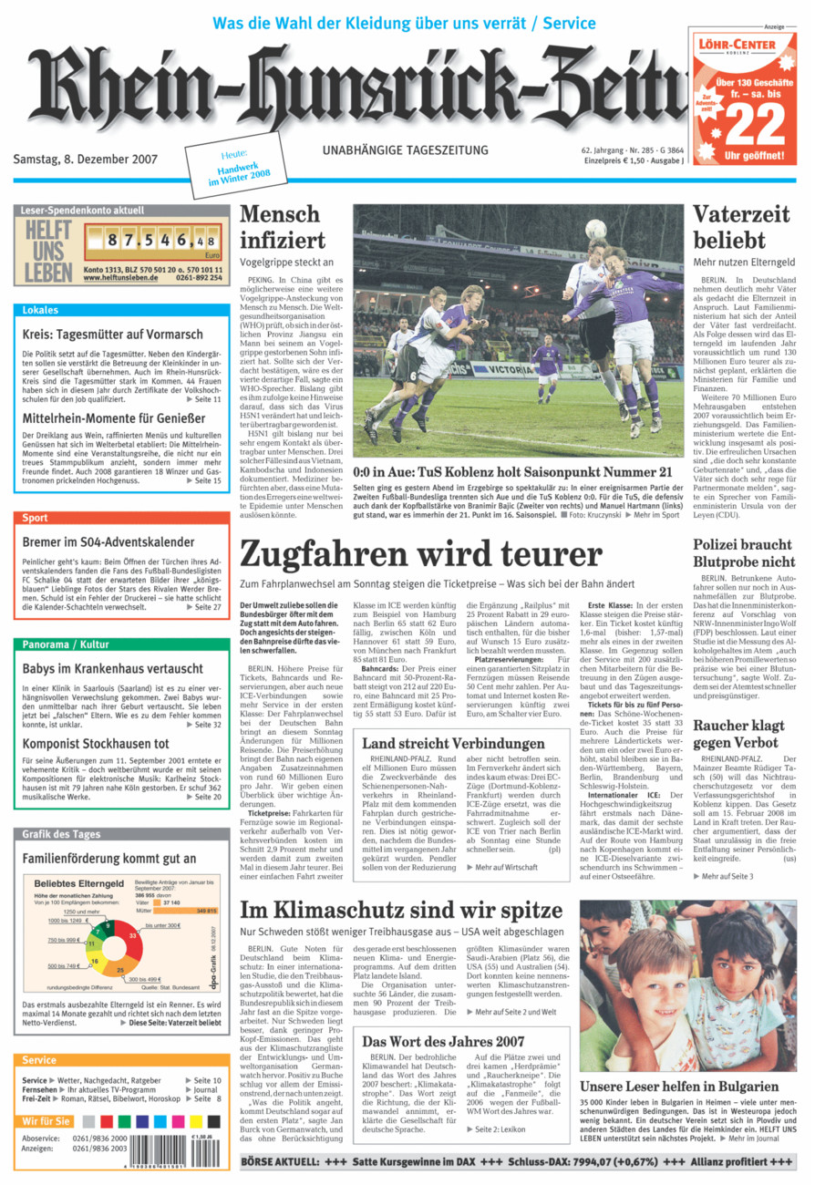 Rhein-Hunsrück-Zeitung vom Samstag, 08.12.2007
