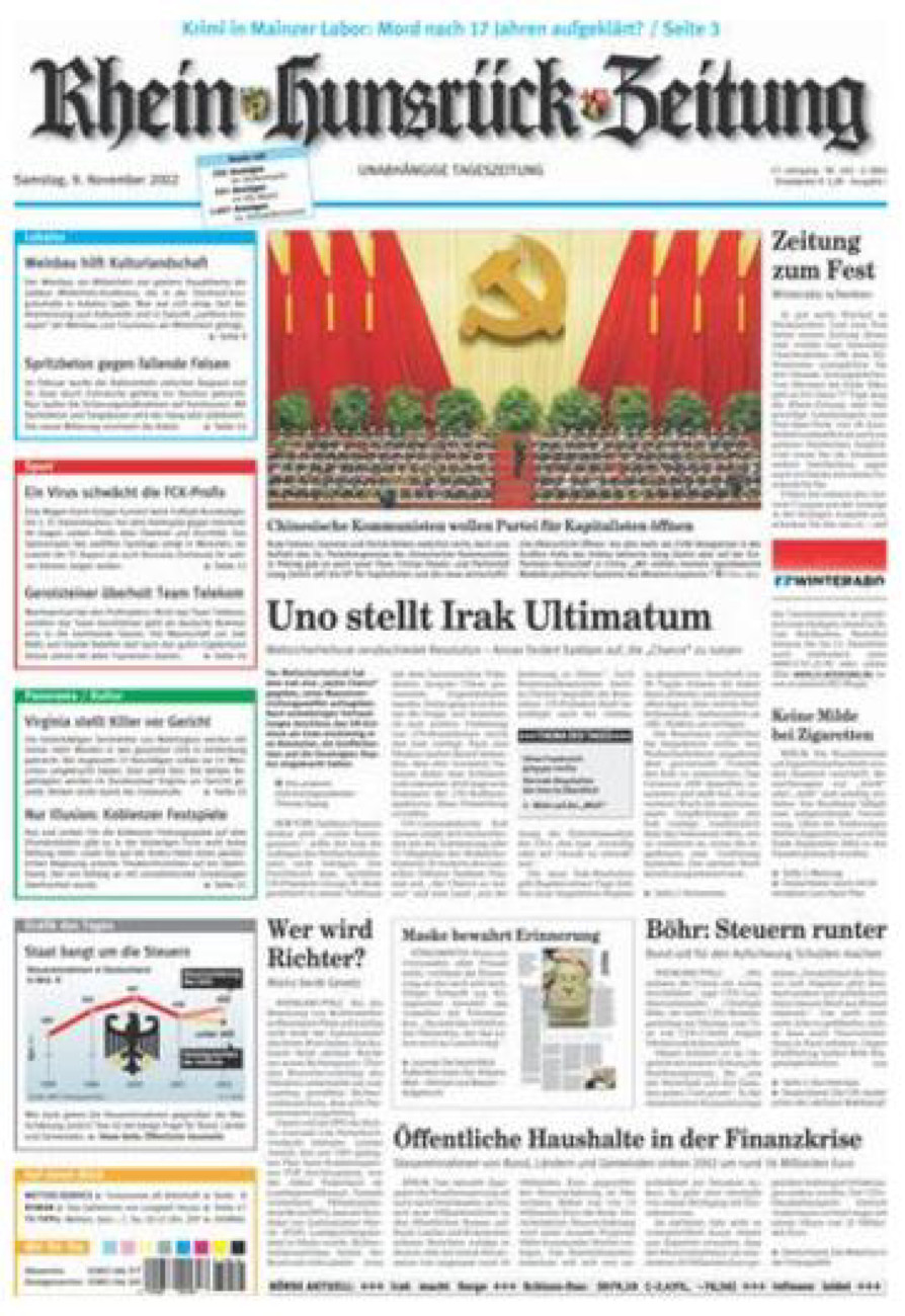Rhein-Hunsrück-Zeitung vom Samstag, 09.11.2002