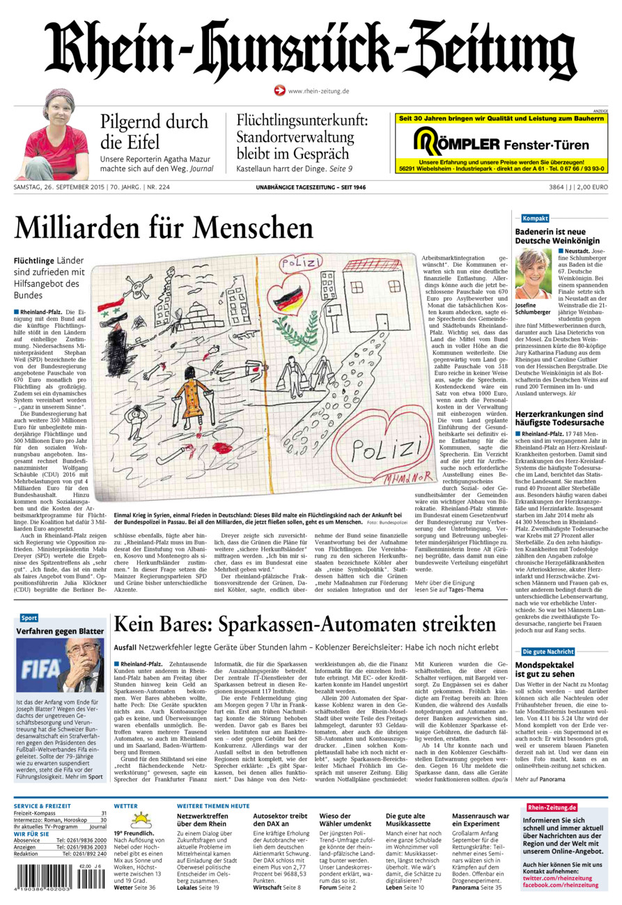 Rhein-Hunsrück-Zeitung vom Samstag, 26.09.2015