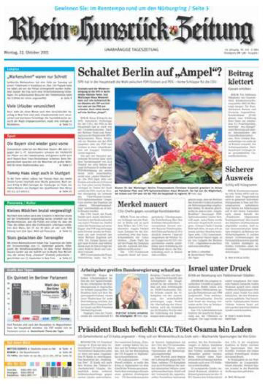 Rhein-Hunsrück-Zeitung vom Montag, 22.10.2001