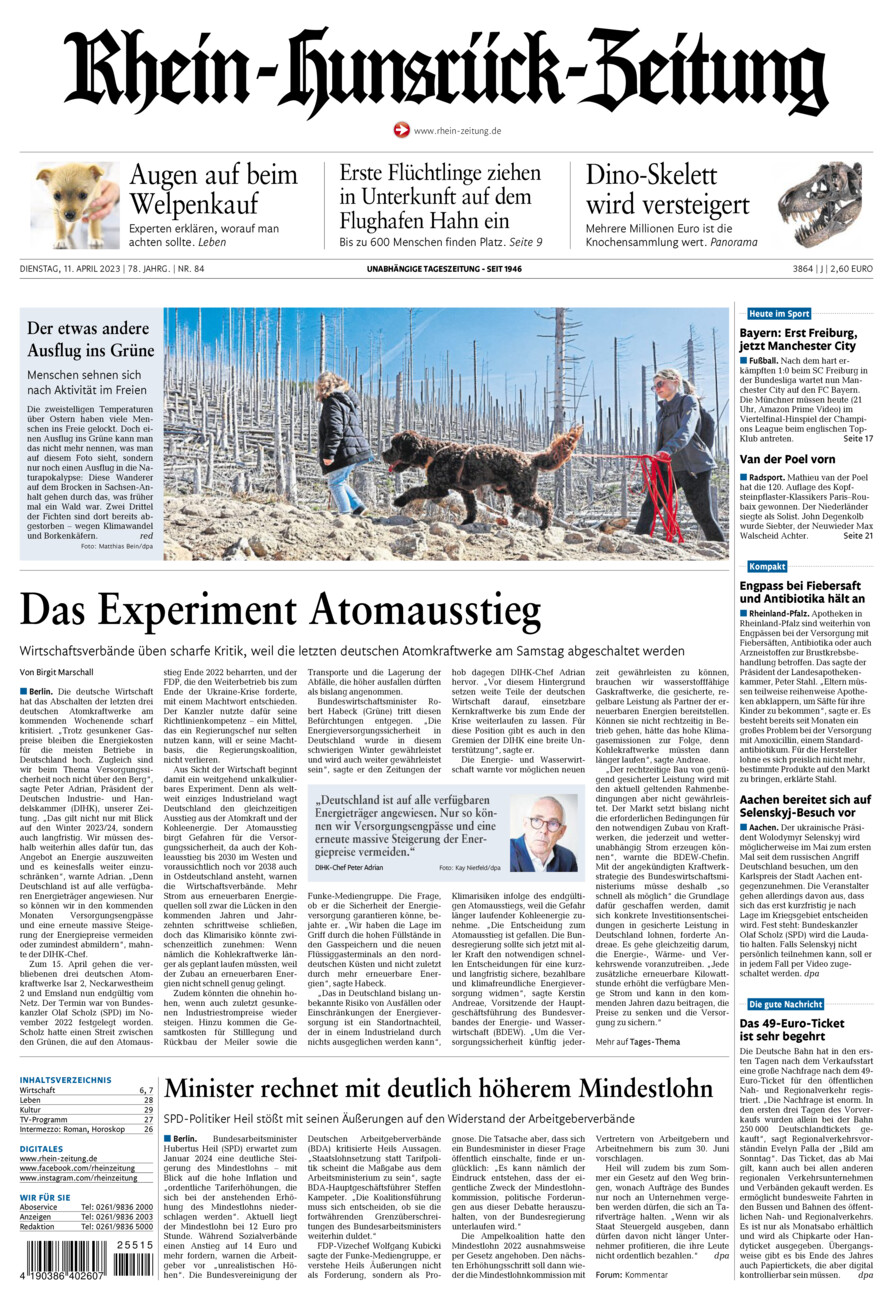 Rhein-Hunsrück-Zeitung vom Dienstag, 11.04.2023