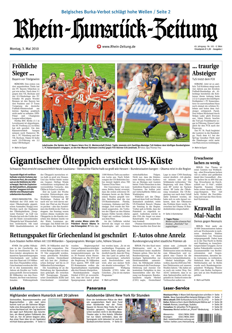 Rhein-Hunsrück-Zeitung vom Montag, 03.05.2010