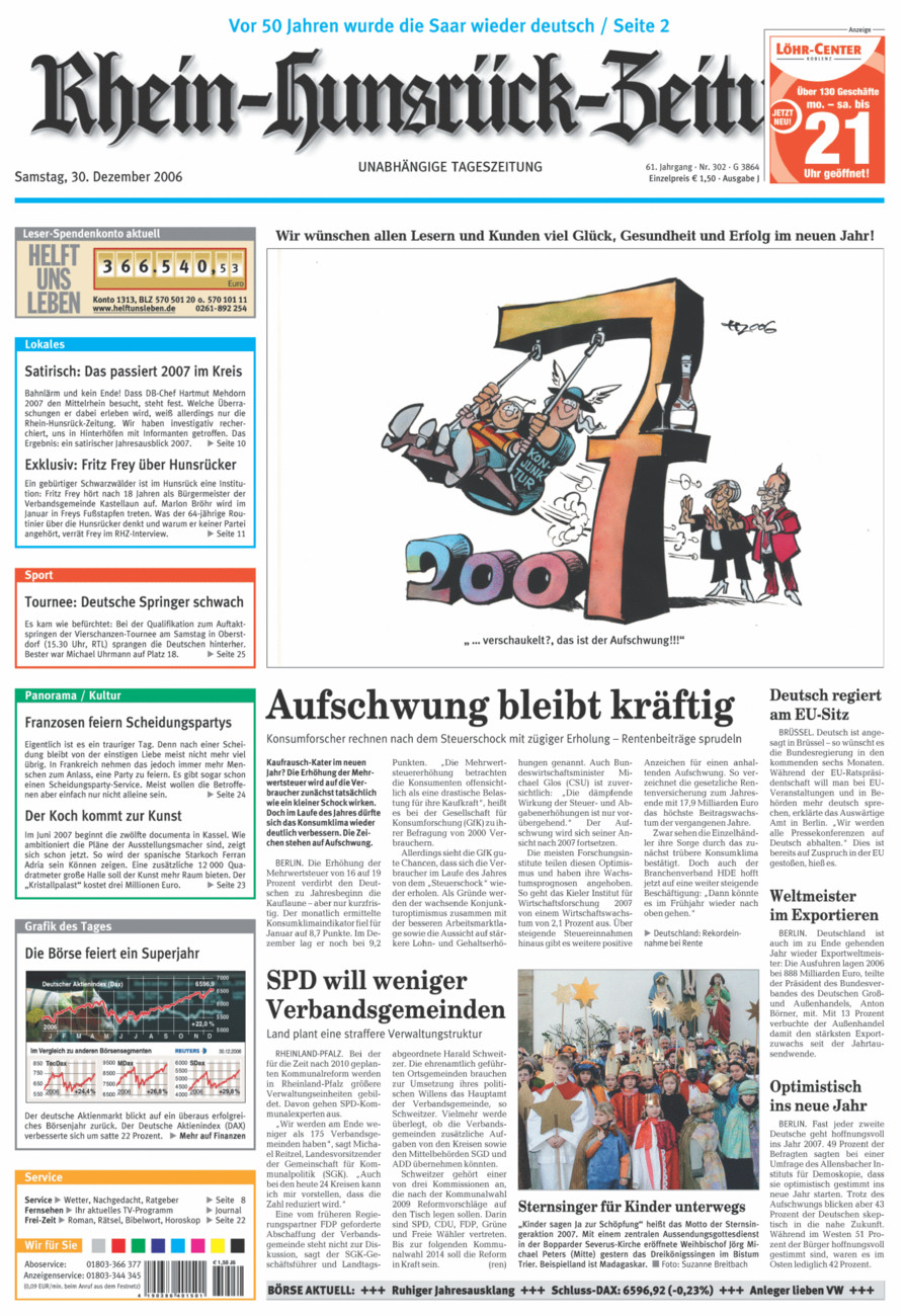 Rhein-Hunsrück-Zeitung vom Samstag, 30.12.2006