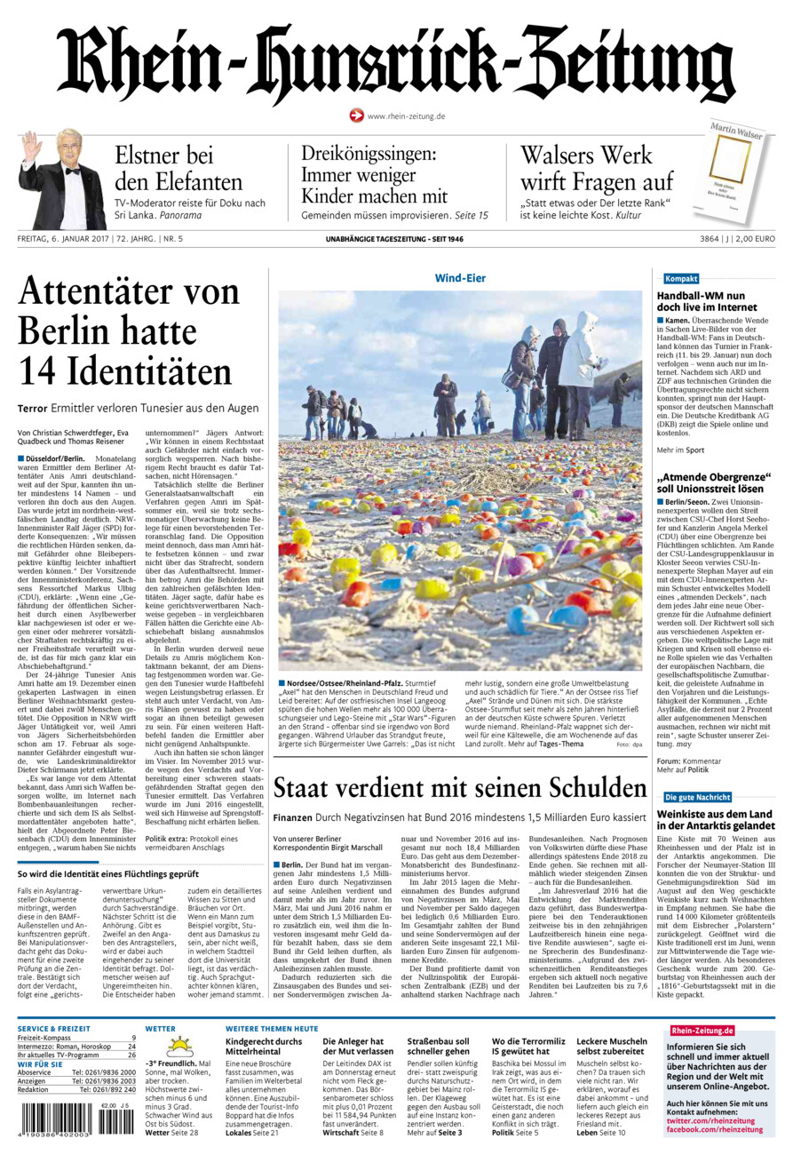 Rhein-Hunsrück-Zeitung vom Freitag, 06.01.2017
