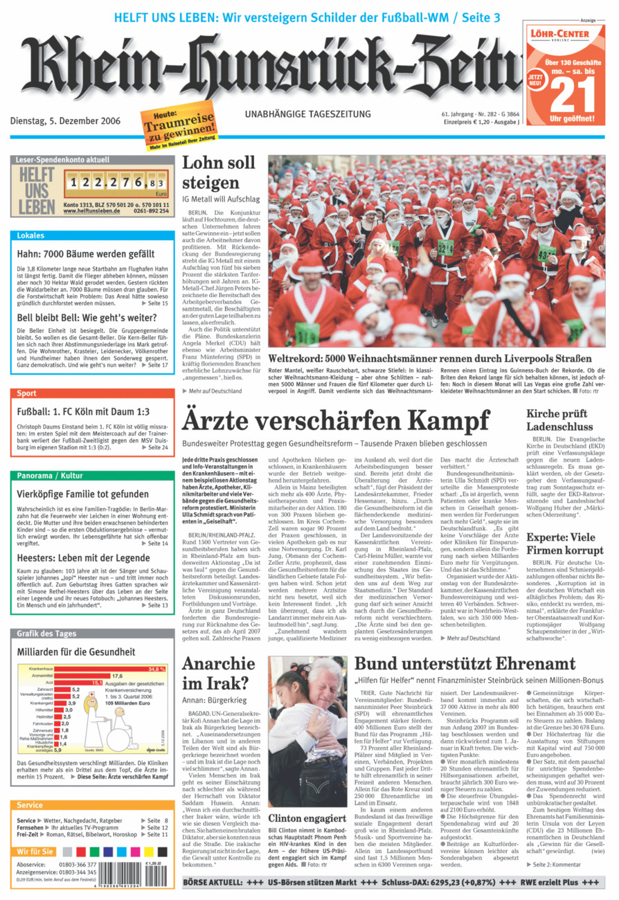 Rhein-Hunsrück-Zeitung vom Dienstag, 05.12.2006