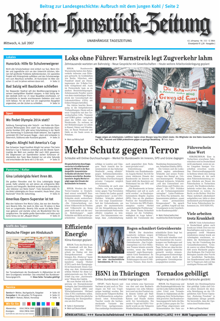 Rhein-Hunsrück-Zeitung vom Mittwoch, 04.07.2007